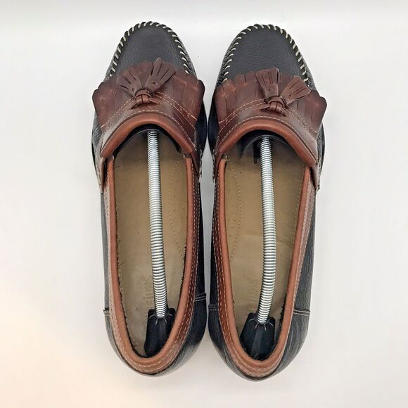 G.H. Bass Weejuns Michael Loafers Men's 12EE Brown Black Leather Kiltie Tassel - Picture 6 of 12